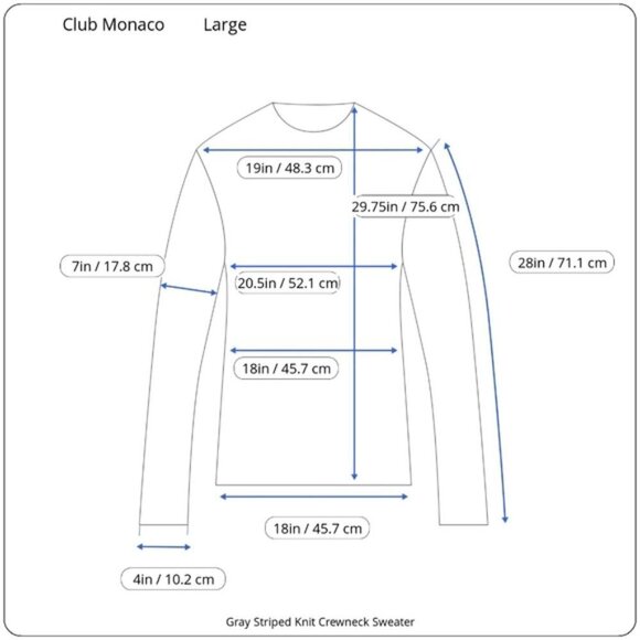 Club Monaco Gray Striped Ribbed Knit Crewneck Sweater Large - Picture 16 of 16